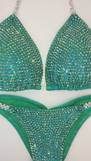 Teal Green Shimmer Customized Competition Suit