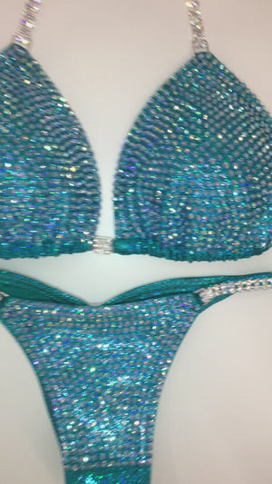 Teal Shimmer Customized Competition Suit