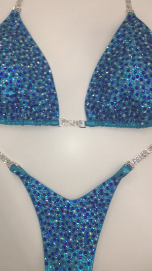 Teal Blue Sparkle Customized Competition Suit