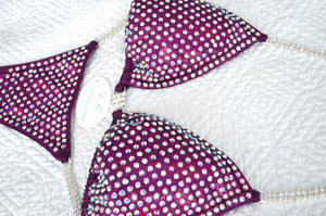 Maroon Crystal Fitness Competition Bikini